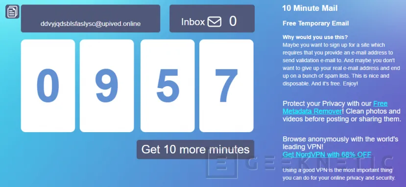 Geeknetic Correo temporal: Los 10 mejores servicios gratis de e-mail desechable 9